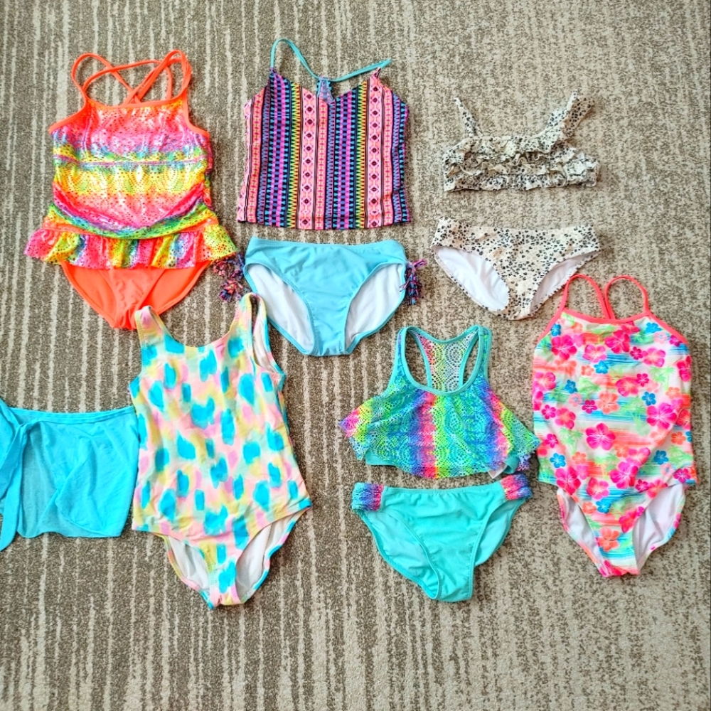 Bundle of 6 girls size 10-12 swim suits